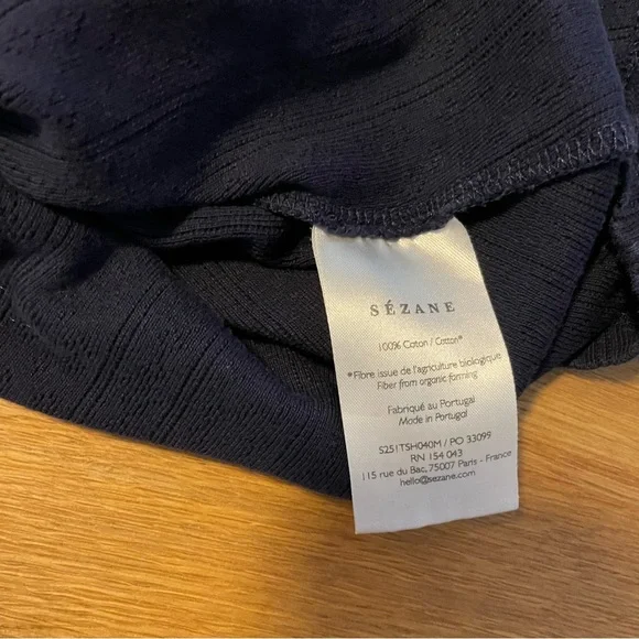 Sézane Juan top navy pointelle size S - Picture 5 of 9